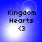 Blue background with white light effects and black text reading 'Kingdom Hearts <3' in four