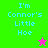 Pixelated text reads "I'm Connor's Little Hoe" on two colored backgrounds with a star icon changing color between frames.