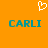 A static image with an orange background, white pixelated heart symbol at top center, and two identical teal pixelated text instances reading "CARLI" below.