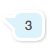 Light blue speech bubble with white outline containing a pixelated number 3 in brown, black, and light blue tones.