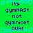 Green background with blue pixelated text and symbols, displaying repeated phrases 'its gymNAsT not gymnicet DUH!' in a