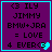 Purple background with cyan border displays text 'ILY JIMMY BMW+JRA = LOVE 4 EVER' and a cyan heart icon that changes color across frames.