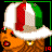 Pixelated cartoon character in Italian-themed bikini with green/white/red colors, wearing matching hat and bikini bottom, displayed across four animation frames showing different poses.