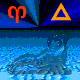 Animated sequence of Aries symbols and ram figures on blue backgrounds with orange and yellow accents.