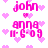 Pixelated pink text and hearts on white background with animated heart positions changing across frames.