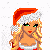 Pixel art contact sheet showing three Santa-themed character frames with red and white color scheme, text labels, and crossed-out 'Angel' variants on a gray background.