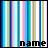 A static pixelated image with vertical stripes in blue, pink, green, and beige tones, and the word 'name' in black pixelated text at the bottom.