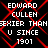 Black background with red geometric lines and white pixelated text reading EDWARD CULLEN SEXIER THAN U SINCE 1901 repeated in a pattern