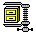 Pixelated mechanical clamp with yellow rectangular components, gray metal parts, and black accents in a static