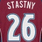 Maroon background with white text 'STASHTY' at top and large number '26' below, all in pixelated style.