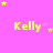 Yellow text 'Kelly' on pink background with scattered yellow and pink stars, some stars animate to different positions across frames.