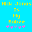 Yellow pixelated text on bright blue background reads 'Nick Jonas Is My Babe' with pink and purple asterisks below.