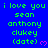Blue background with green text repeating 'i love you sean anthony clukey (date)' and pink heart symbols, arranged in a pattern