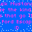 Blue background with pink pixelated text repeating 'Mustang', 'the kind', 'that go 16', 'Ford Escap', and ':D' emoticons, scattered white dots.