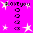 A bright pink background features repeated 'iLOVEyou' text and star symbols with varying pixel brightness across frames.