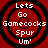 Four identical red circular icons with black concentric rings and white text reading 'Lets Go Gamecocks Spur Um' arranged in a