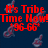 Red pixelated text on dark blue background with translucent red-and-white flame-like shapes scattered across the image.