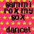 Pixelated text on a red background with yellow stars, showing repeated phrases and a gray rectangle in the bottom-right corner.