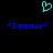 A static pixel art icon with a cyan heart symbol above two blue text instances reading *Sommie* on black background.
