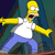 Pixelated cartoon character with yellow hair, white shirt, blue pants, arms extended, mouth open in mid-shout, standing against dark teal and blue background.