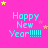 A static image with a bright pink background displays 'Happy New Year!!!!!' in cyan text, surrounded by yellow and pink stars.