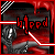 Pixelated graphic with red border, dark background, and red text reading 'bleed' with black outline, featuring checkered pattern and diagonal white line.
