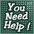 A 4x4 grid of animated frames showing the phrase "You Need Help!" with changing text colors and letter highlighting across frames on a dark green background.