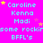 A static image with a bright pink background displays repeated text and star symbols in cyan, yellow, and light purple.
