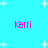 Cyan background with white star shapes and four instances of pink text reading 'Kerri' in a pattern