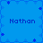 Blue pixelated with four identical each containing the text 'Nathan' and small star-like shapes