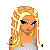Pixel art of a blonde woman with blue eyes, wearing a gray top and jeans, next to text reading 'I dont know what's tighter...' and '..our jeans or our Friendship' with pink hearts.