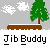Pixel art animation of a character snowboarding through a snowy landscape with trees and clouds, labeled 'Jib Buddy' beneath each frame.