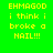 Green background with yellow text reading "EHMAGOD i think i broke a NAIL!!!" and blue highlighted sections changing across frames.