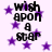 A static image with black text reading "wish upon a star" surrounded by purple stars on a white background.