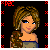 Pixel art of a woman with brown hair in a braid, blue eyes, and a gray strapless top, with changing text and body parts across frames.