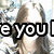 Pixelated image showing a person with light skin and brown hair holding up two white stars, overlaid by large black-and-white text reading "e you".