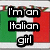 A pixelated image with Italian flag background and text overlays reading "I'm an Italian girl" on left and "With an Italian aditude" on right.