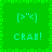 Green pixelated icon with four identical quadrants showing crab face and text, bordered by green square pattern.