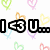 Pixelated text reads "I <3 U... Jessie Rebeca Chloe Taelor Renee!" over a white background with repeating pastel heart outlines in green, pink, orange, and yellow.