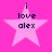 Four identical pink star-shaped icons with dark text reading "i love alex" on a bright pink background, arranged in a