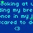 Blue background with repeated cyan text and green star icons, featuring a gray rectangular overlay on the right edge.
