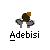 Pixelated icon of a figure with brown hair and gray wings, wearing a white top, with the text 'Adebisi' below.