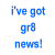 Static blue text on white background reads 'i've got gr8 news! on my car insurance i juss saved by switching to GIECO!' with pixelated font.