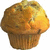 A pixelated muffin with a golden-brown top and textured surface sits beside stacked text reading "I love my muffin" in bold black-and-white lettering.
