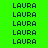 repeated 'LAURA' text in dark blue on green and yellow backgrounds with no visible animation changes