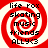 Four identical red and white spiral-patterned icons with black text reading life rox skating music friends ALLY<3 arranged in a