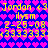 Pixelated blue background with repeating pink heart pattern, yellow text reading "Jordan 43" and "ilysm" in multiple