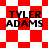 Red and white checkered background with black text 'TYLER ADAMS' in four quadrants, transitioning from square to diamond pattern.