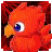 Pixelated bird-like creature with orange beak and blue eye, next to text reading "LIFE IS LIKE A HERD OF CHOCOBS YOU NEVER WHAT COLOR YOU'RE GOING TO GET" on black background.