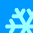 Four light blue snowflakes on a solid bright blue background, arranged in a with no visible animation changes